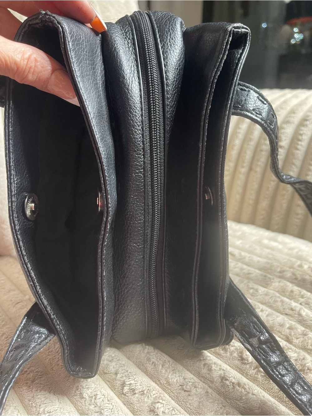 Stone & Co. Black Pebble Leather Shoulder Bag Hand Stitched Tote - Picture 6 of 9